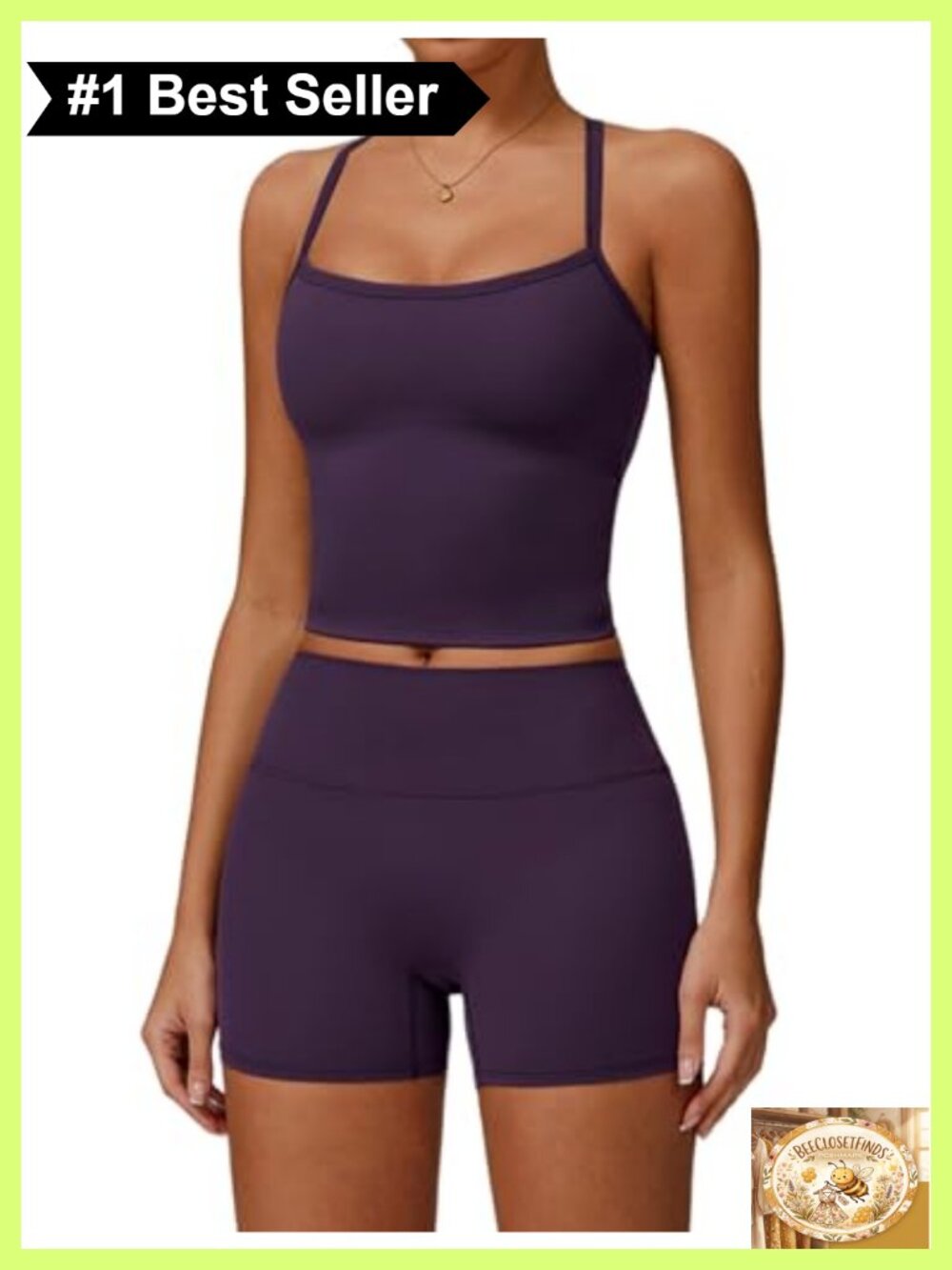 Women's 2 Piece Workout Set Tank Top & High Waist Shorts Polyamide Elastane
